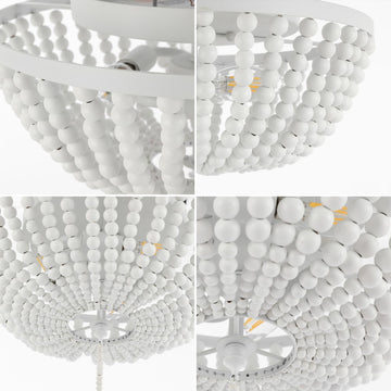 Allison 15" Wood Beaded/Metal LED Flush Mount